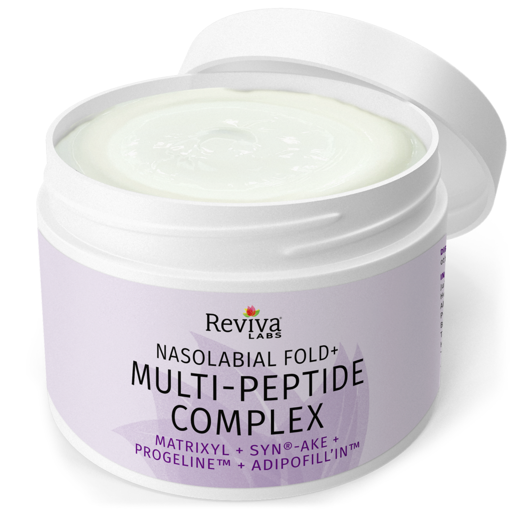Open jar of Reviva Labs peptide face cream