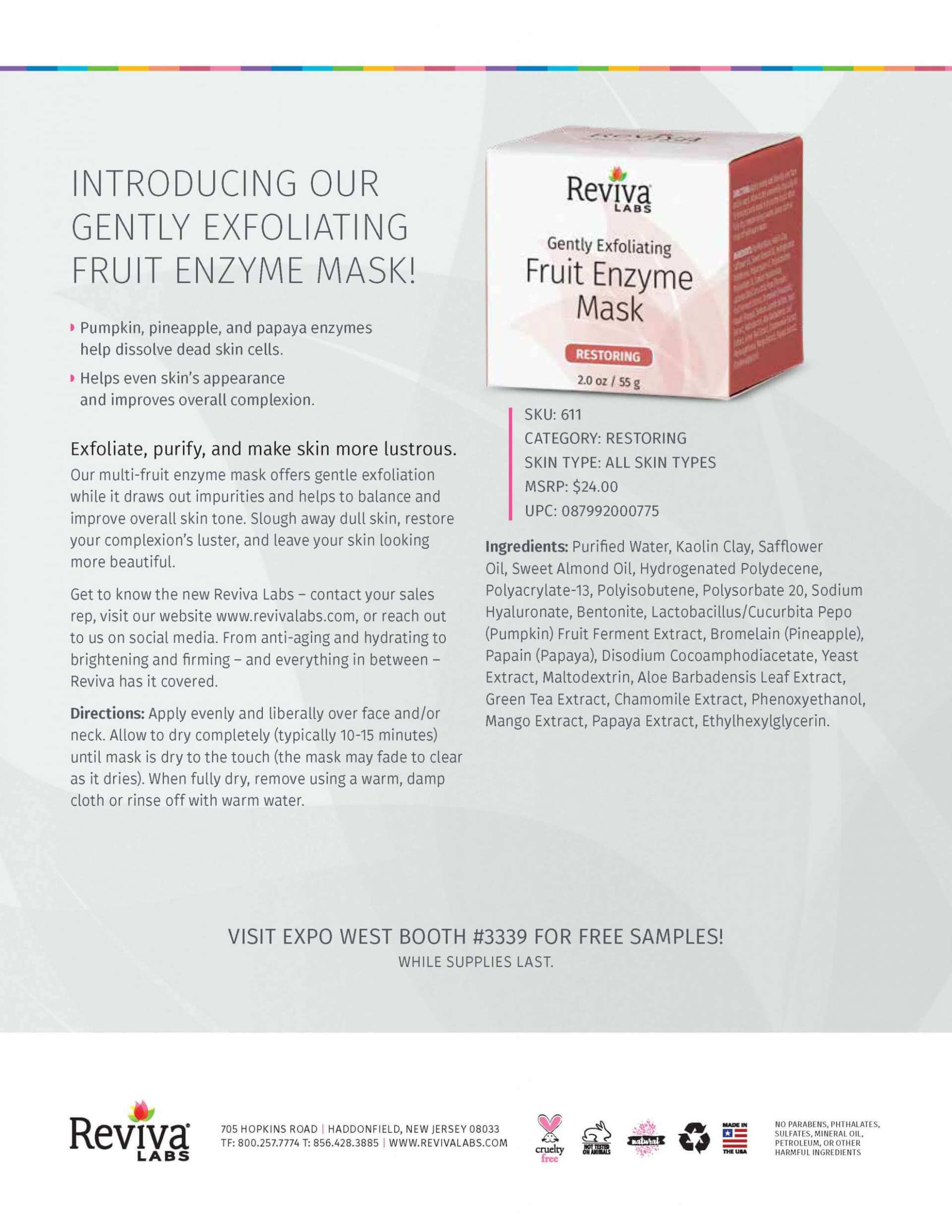 Reviva Labs introduces a Gently Exfoliating Fruit Enzyme Mask Reviva Labs