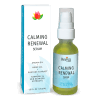 Calming Renewal Serum bottle and box with ingredients.
