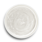 Open jar of white to light straw colored cream