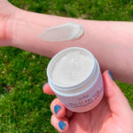Brightening cream applied on arm.