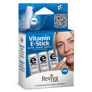 Vitamin E lip balm, soothing and hydrating, 3-pack.