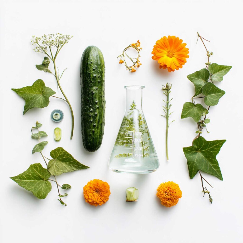 artistic flat lay of botanicals like cucumber 2db7c422 2353 46d4 83cf 337baf528faa 3