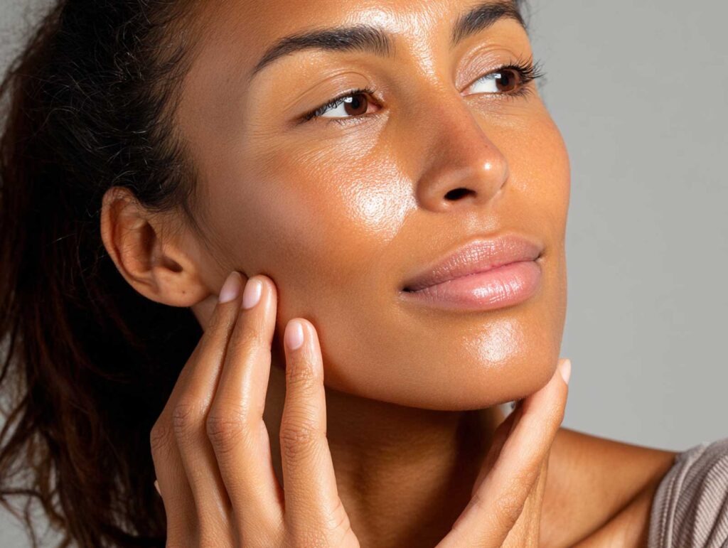 close up of a woman in her late 20s applying