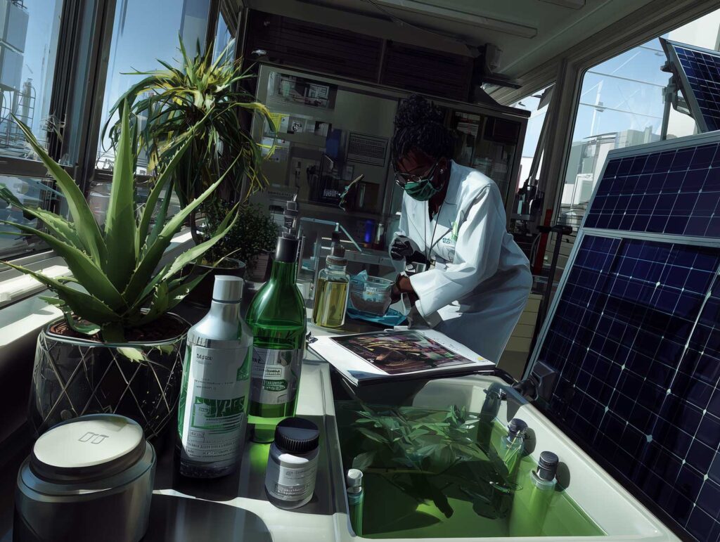 eco friendly skincare lab scene with 56450992 4045 40e6 a05f 5ca38bd1b82f