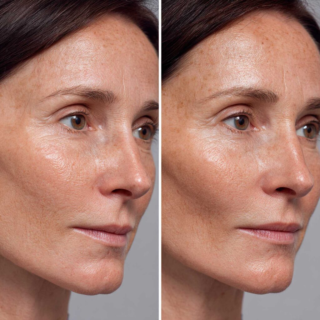 side by side comparison of skin before and aft