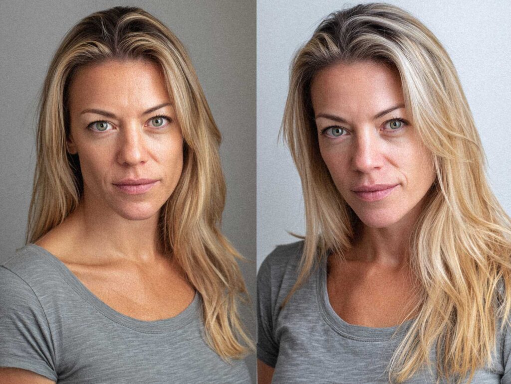 split frame portrait same woman neutral expres 77c6e07f 8814 4a67 b892 ddbcbf221178 0