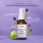 Reviva Labs Bakuchiol Plus Serum with alfalfa, artichoke, and bakuchiol extracts, no added preservatives.