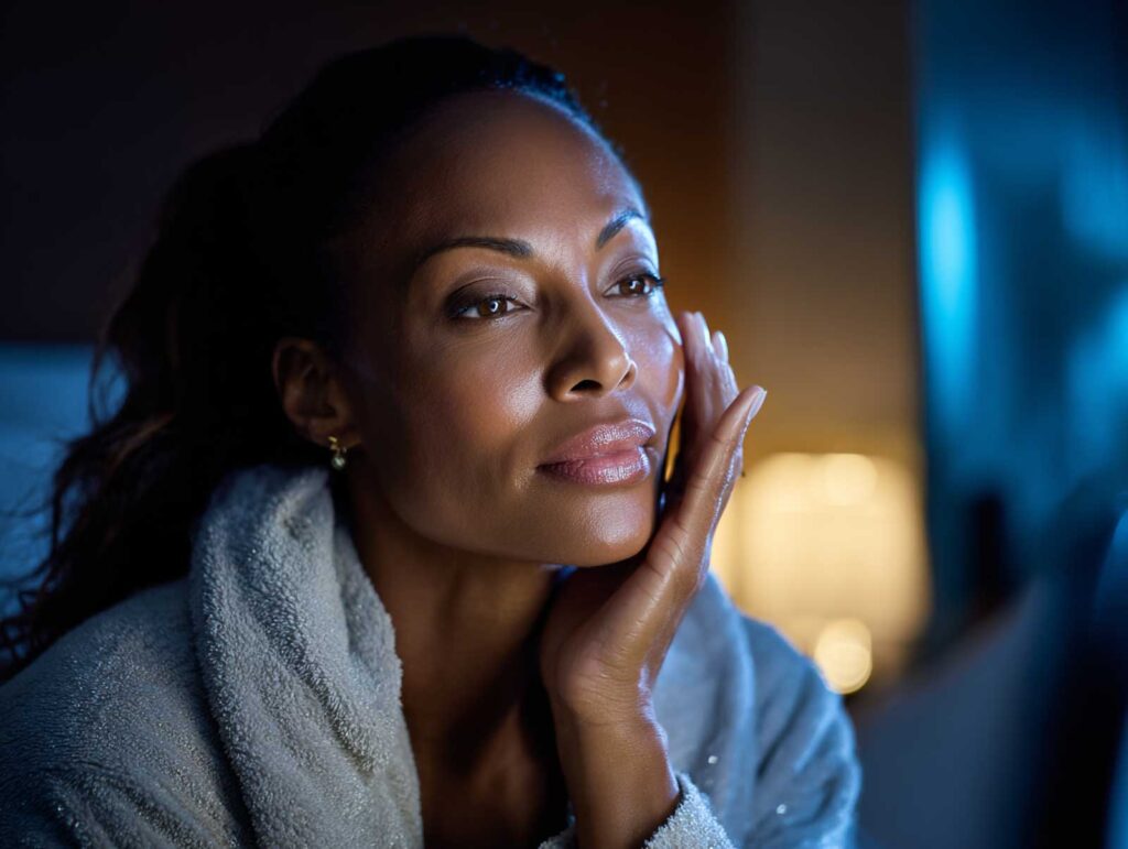 lifestyle nighttime bedroom scene of a 35 45 year 8334727c d805 4194 841b 893612714c72 2