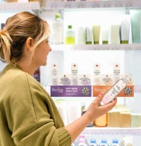 Woman shopping for skincare products