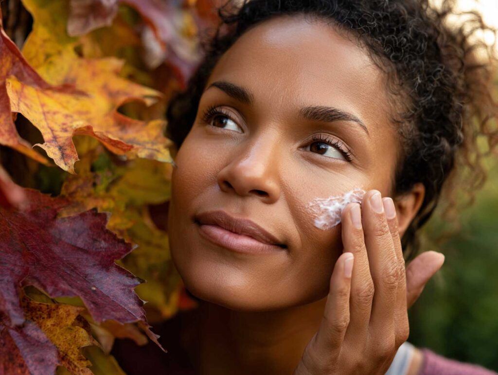 a close up of a woman applying a creamy cleans 65ce47ff aa85 475d 81b3 c714744485df 1