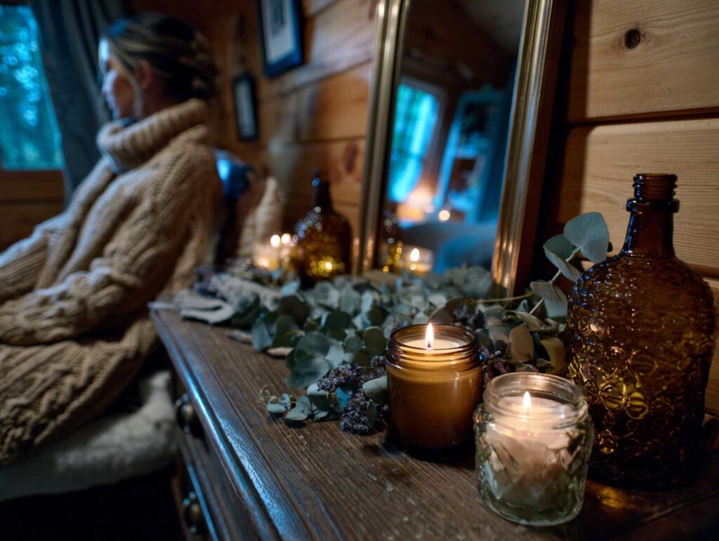 a cozy evening skincare ritual in a wood paneled 60591f8b 03a9 4ce2 a436 a94369f4567e 1