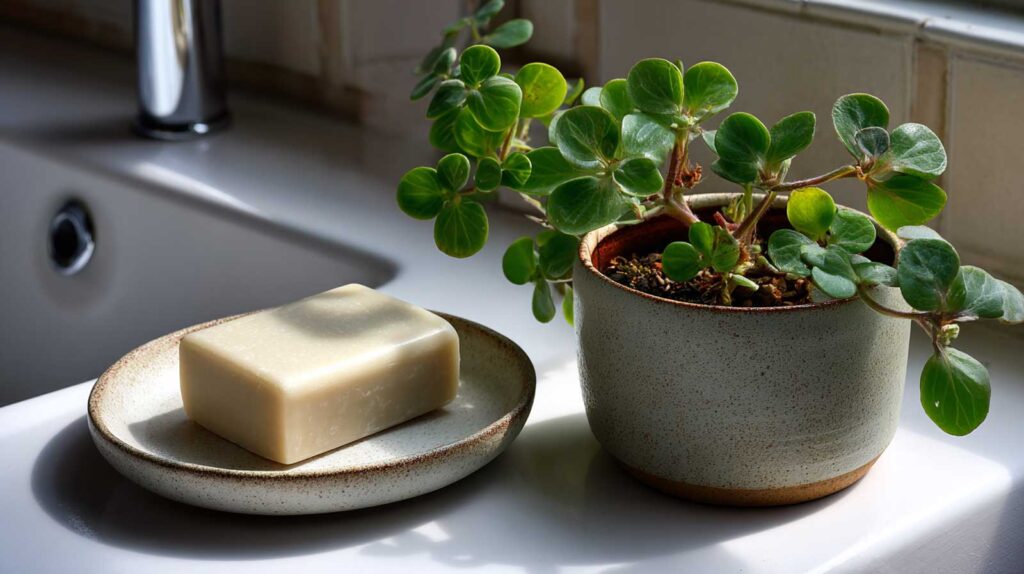 a minimalist bathroom scene with a bar of natu 287222e0 abfd 4281 9b54 b01d635cc848 0