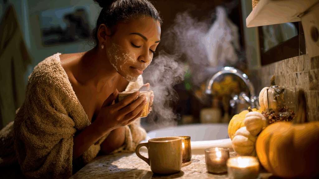 warm autumn bathroom scene woman in soft sweater efc1be81 a879 4960 8386 e5ef22629ba0 1