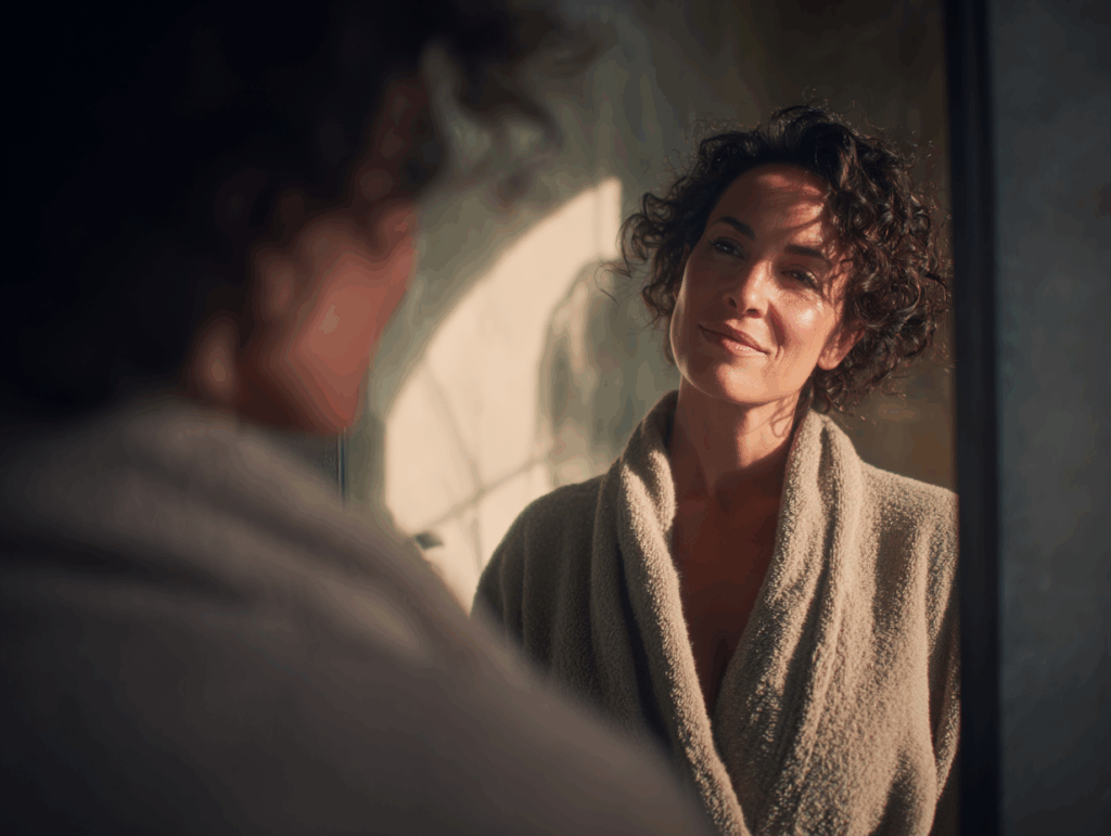 44 year old woman standing in front of a mirror w 908064da 8d46 4a0d b683 317ab570516d 0