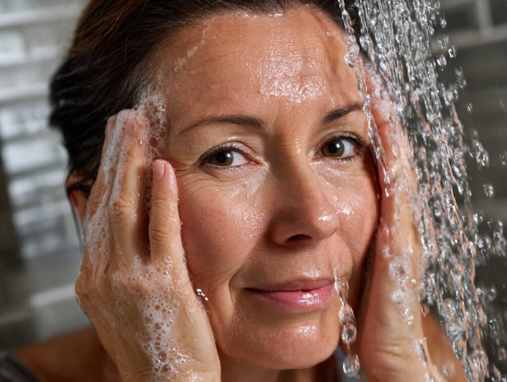 55 year old female washing her face splashing it 9b3d2725 b28c 411a 8d7c 0fb78292a4db 2