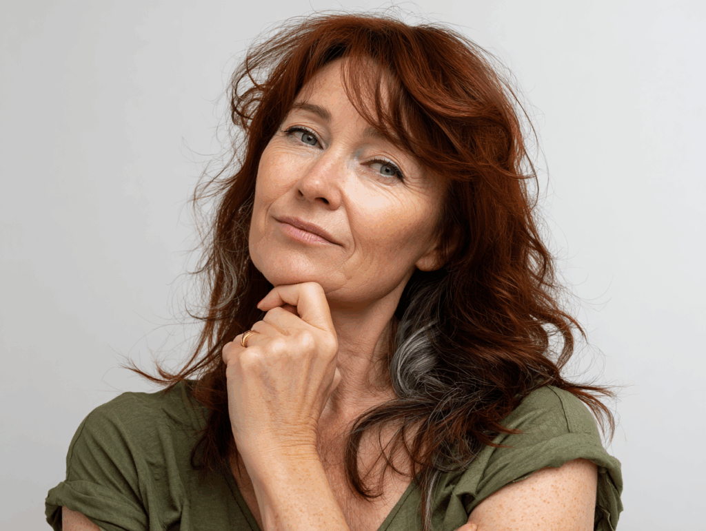 55 year old female with dark auburn hair and stre 04124b5a e50b 4412 b085 9b4679d3021f 2