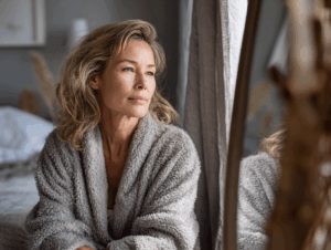 a 55 year old woman sitting on bed in soft robe l a78a2bba fa6f 49f5 a83e 92b9d1be692d 3