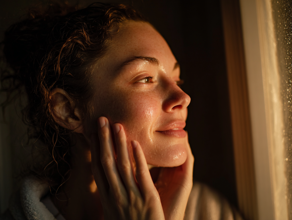 a cozy nighttime skincare moment person massagi 98579974 15f9 427c a1d8 eebbdcf1e7c9 0