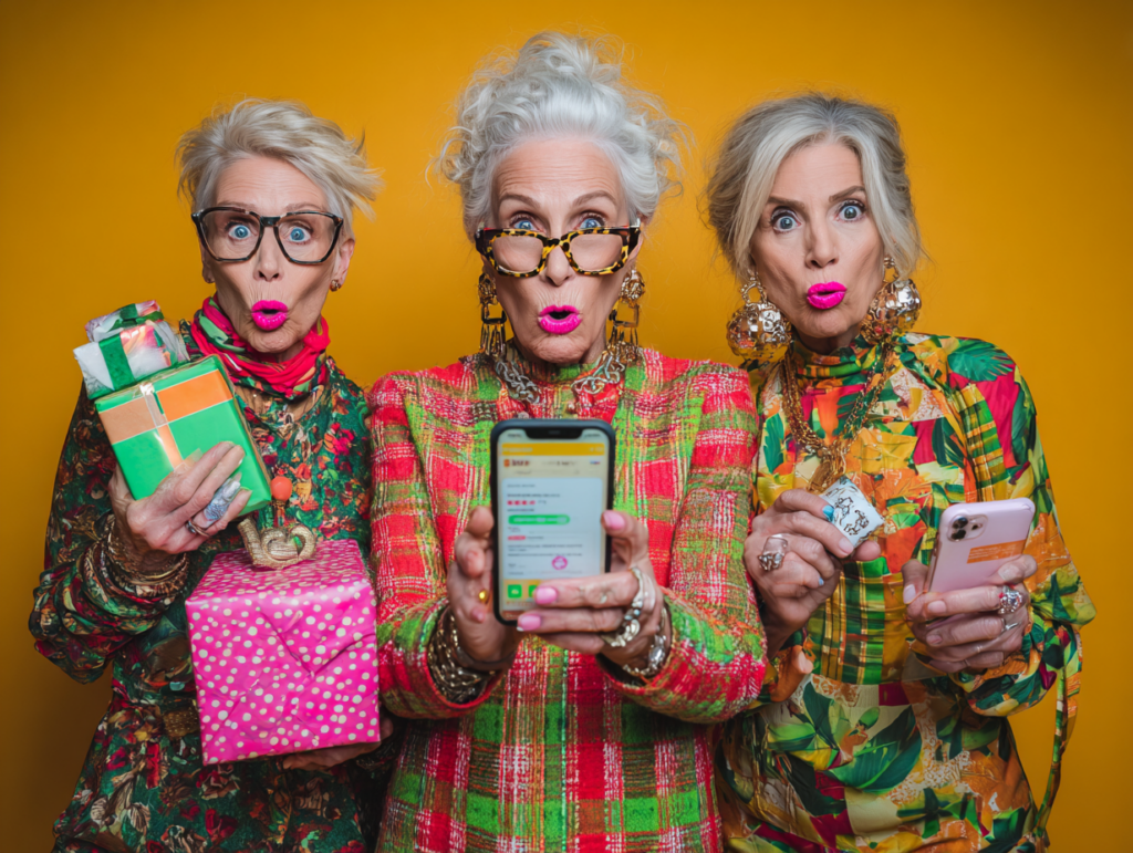 holiday chaos power pose three middle aged mode c1946065 e394 4677 8165 819f2214ace2 0