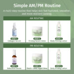 Simple AM and PM skincare routine graphic showing step-by-step product use for morning and night.