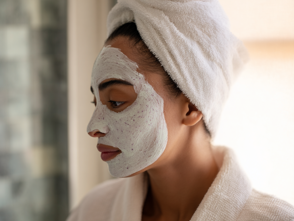34 view of a woman applying a berry facial mask 1a268846 01db 49bd 879a 1bddabf104fd 2