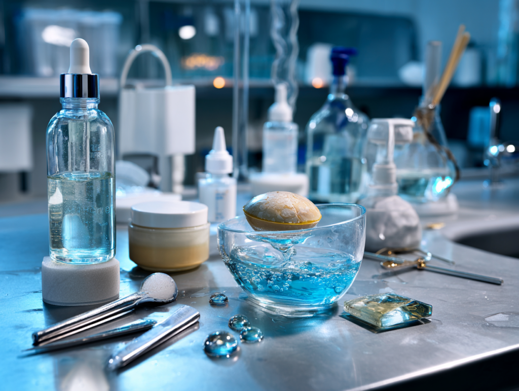 a clean skincare lab scene highlighting water b 43a9b9de 7c82 40b8 a11c 20fcf94a92e8 3