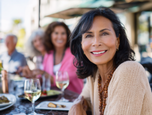 attractive middle aged woman enjoying lunch wit e41a9e5d 726a 46d8 bb53 e5aa02d29d69 1