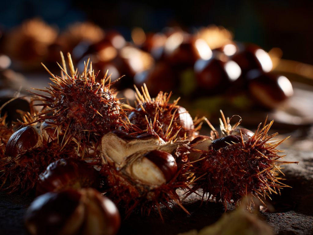 close up of horse chestnut seeds with natural t 8e16947a 4e38 4214 967c 223b2d857f75 0