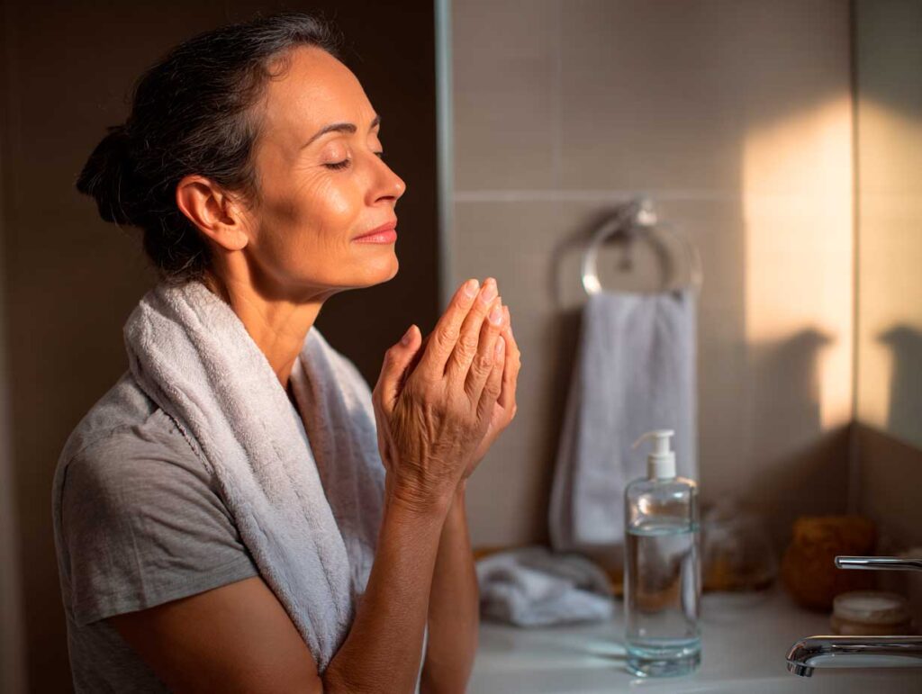 lifestyle bathroom scene woman 45 gently pressi 4bf634e7 47b2 4db5 bdfe 1b1e2884041e 1