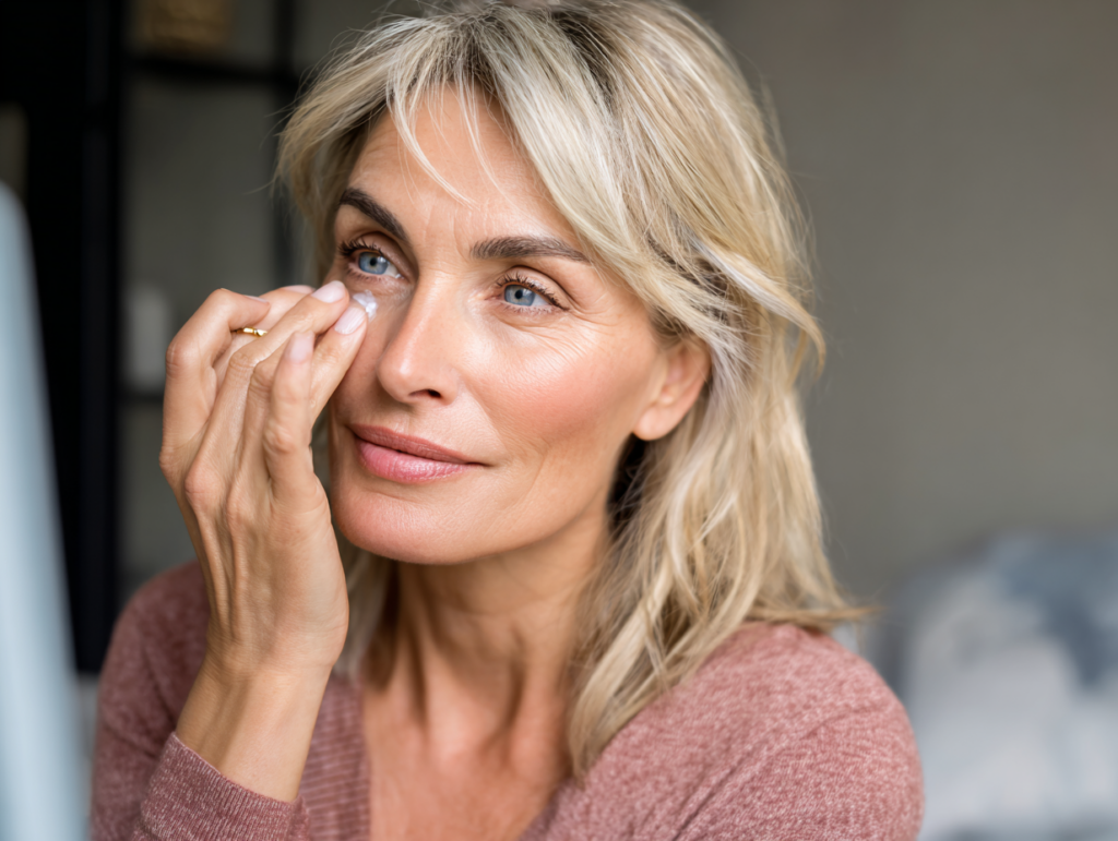 soft clinical skincare scene of attractive 50 y 0f7d5ac1 d5e5 40df 9379 bc0c2073a0a7 1