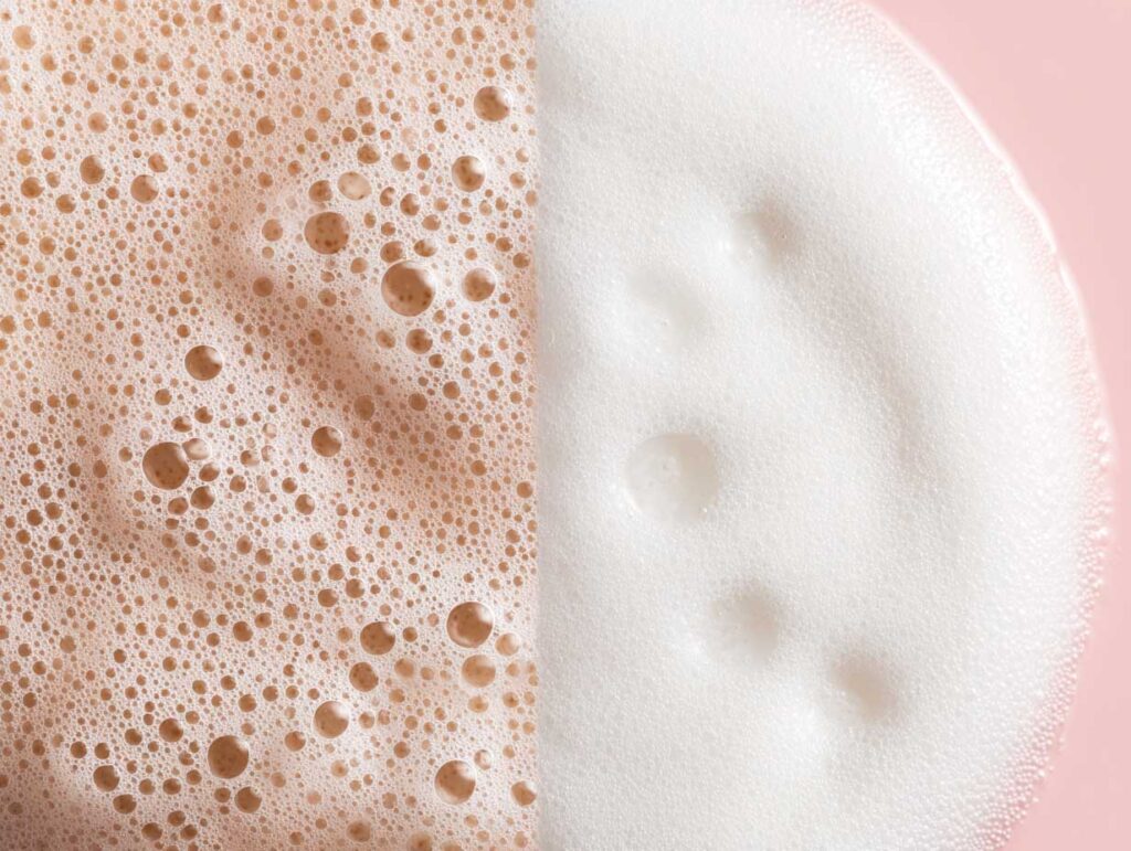 Contrast of brown and white foam textures