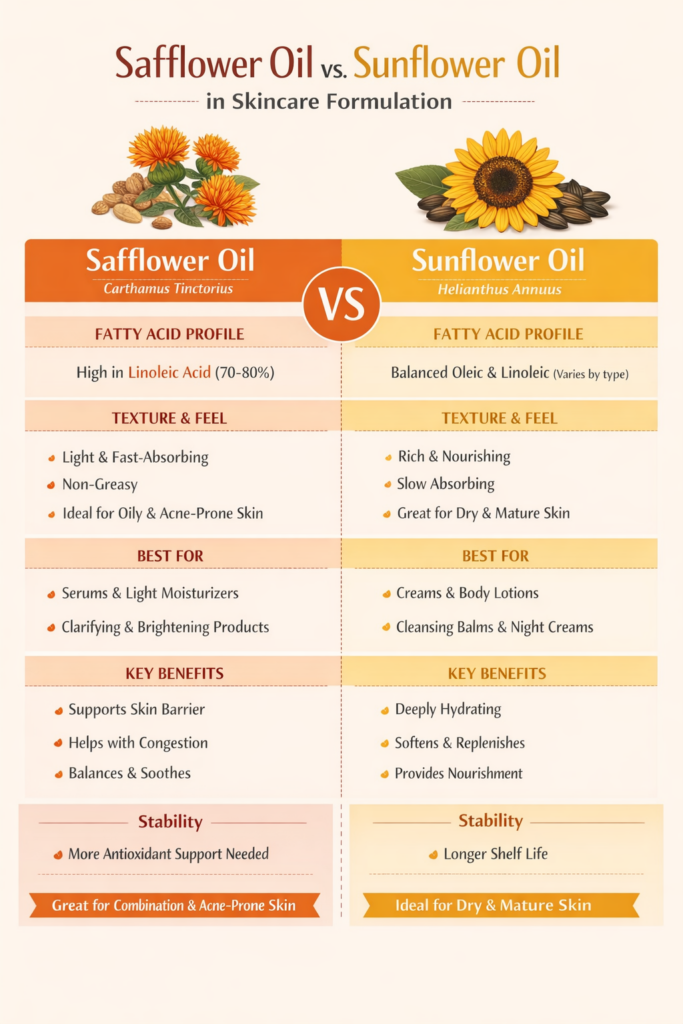 safflower vs sunflower in skincare