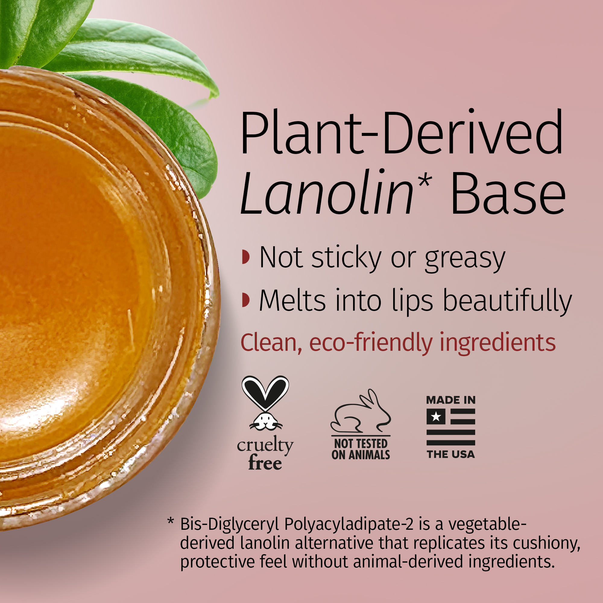 Plant-derived lanolin base lip balm advertisement