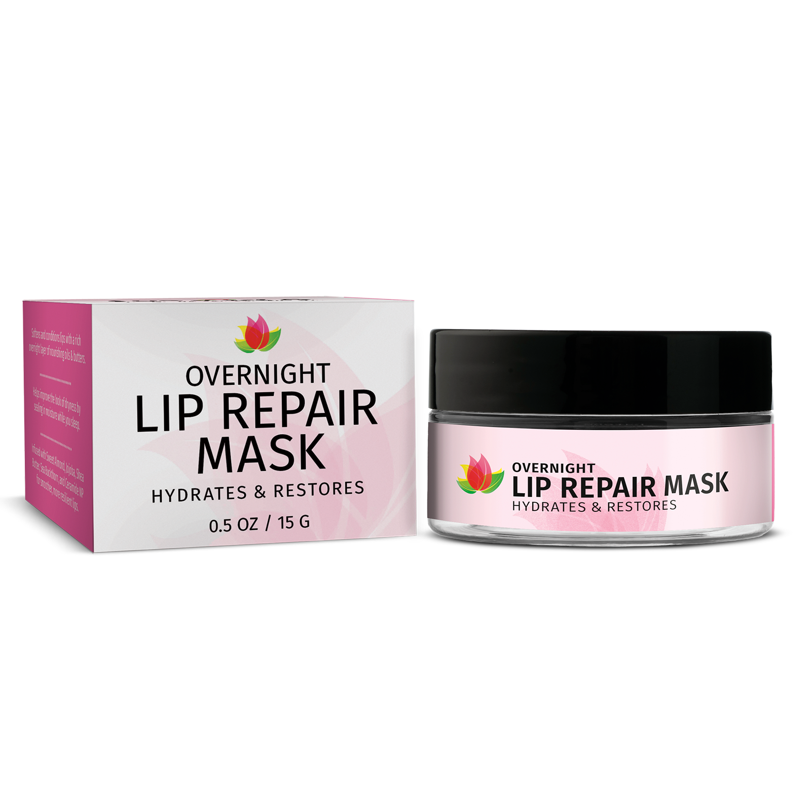 Overnight lip repair mask with hydration benefits.