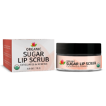Organic sugar lip scrub for exfoliation and renewal.