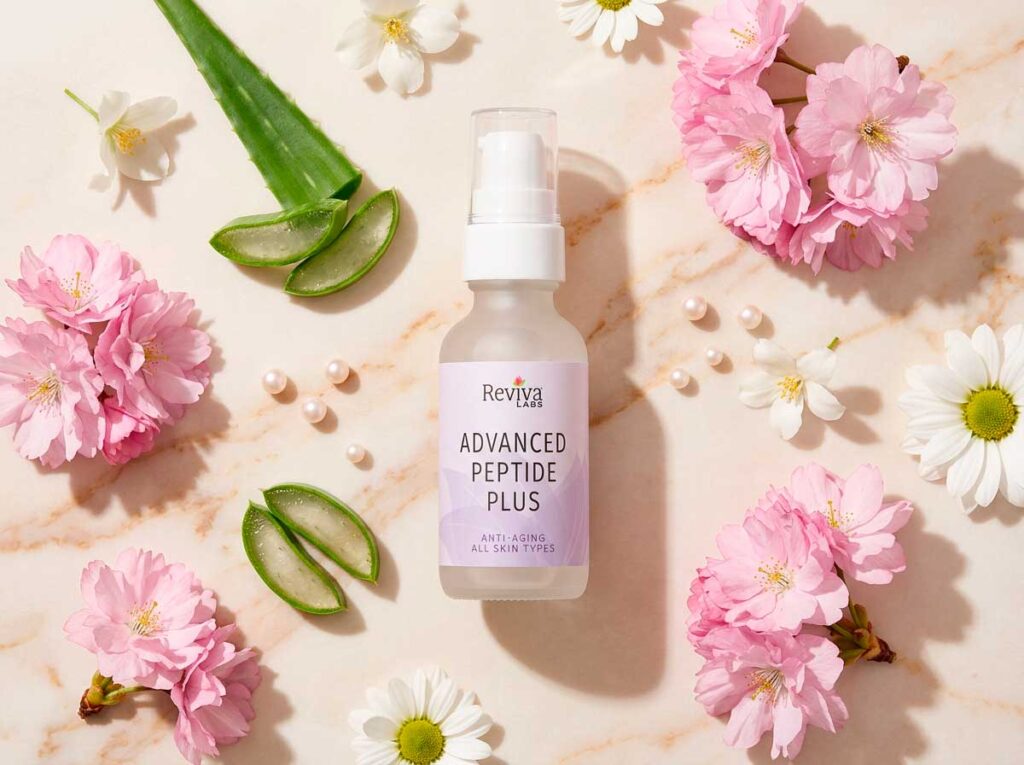 Beauty serum with flowers and aloe vera
