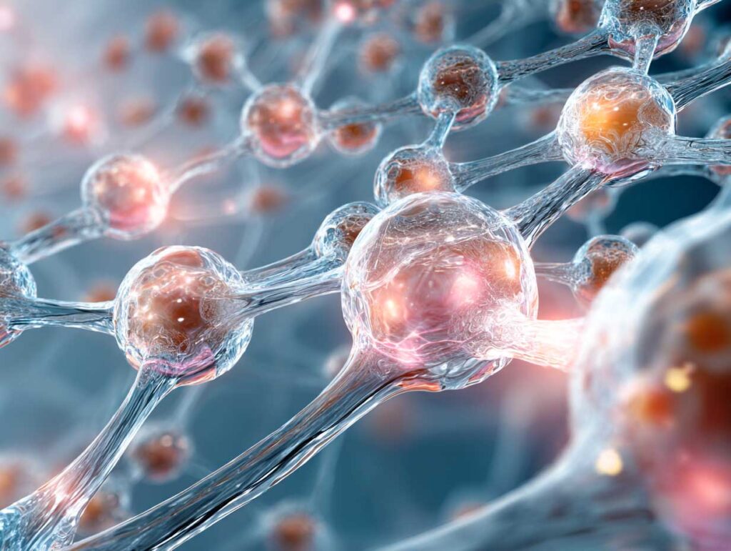 Close-up view of a molecular structure.