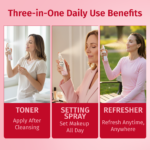Three-in-one facial spray benefits.