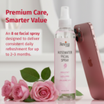 Rosewater facial spray with roses and phone
