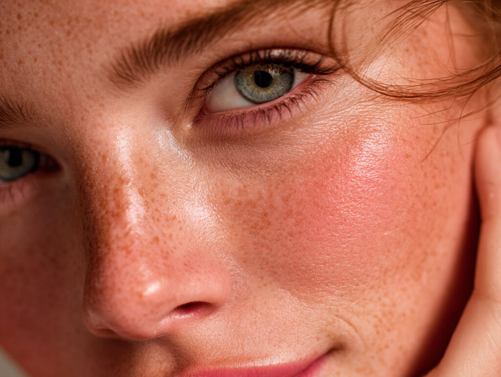 Close-up of a freckled face