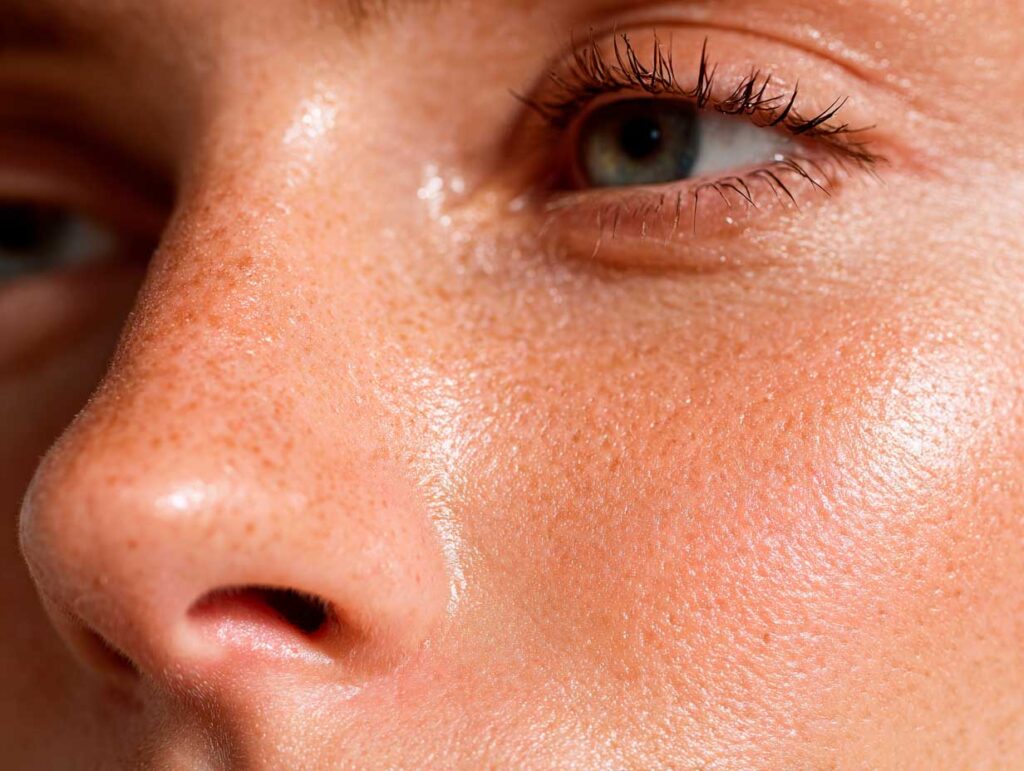 Close-up of a face with freckles