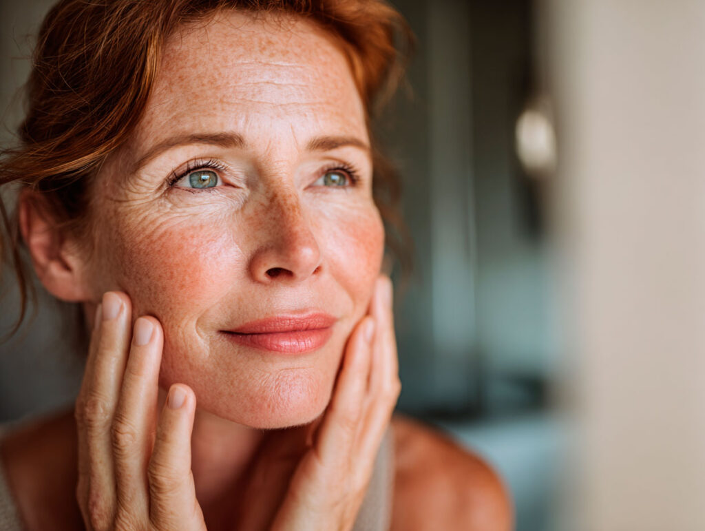 Woman with thoughtful expression and natural light