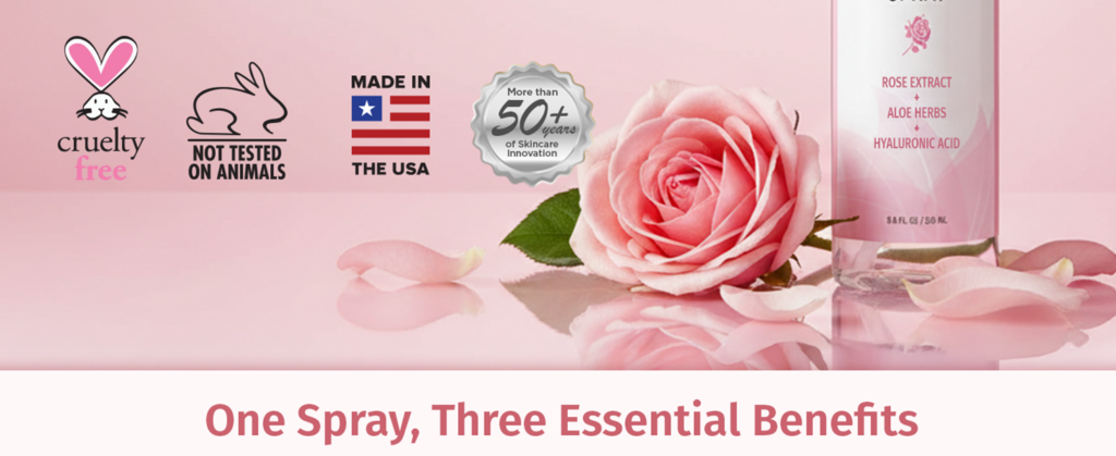 Skincare spray with rose and aloe features