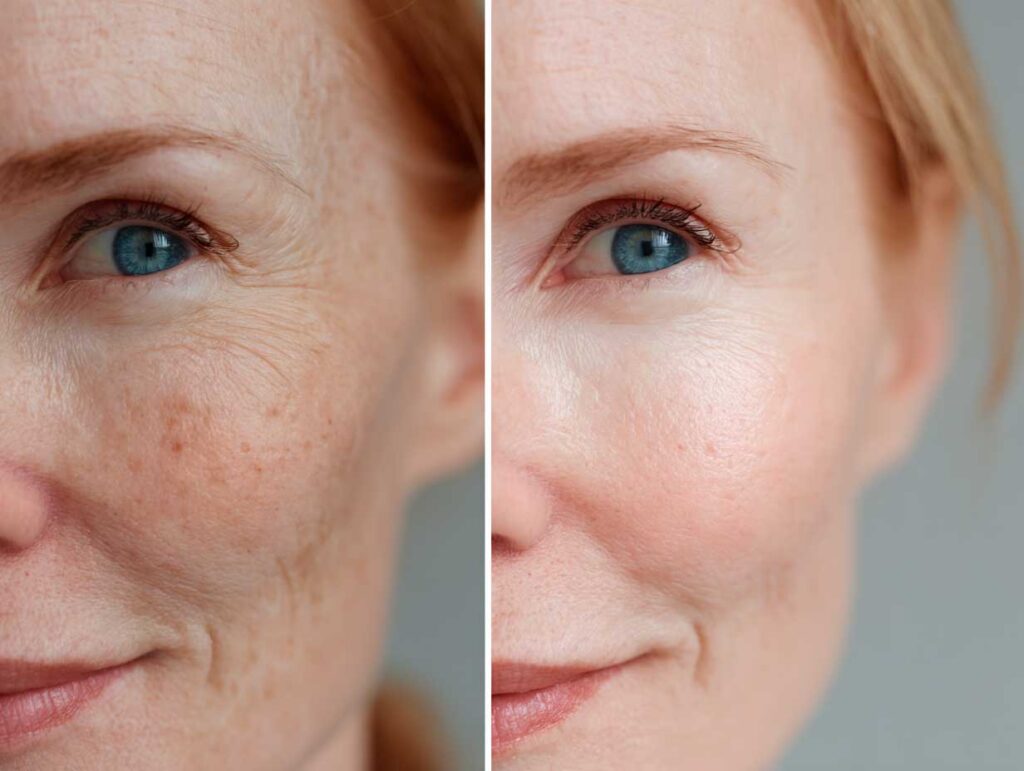 Before and after skin treatment comparison