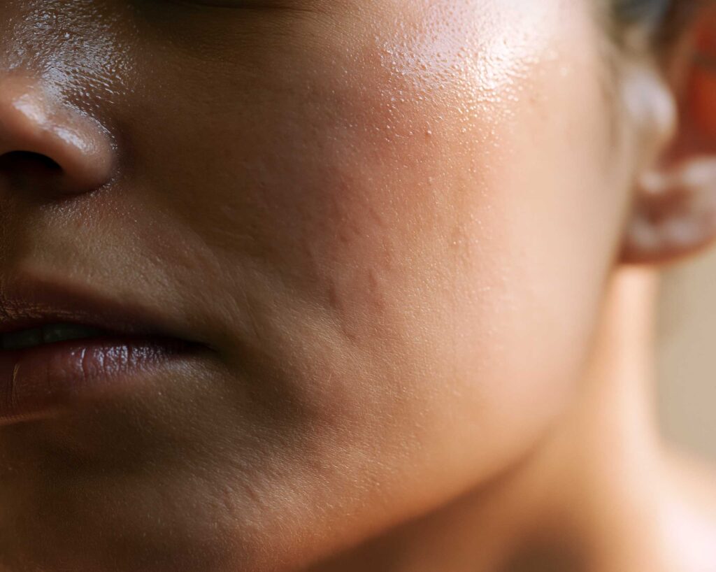 Close-up of child's cheek and nose
