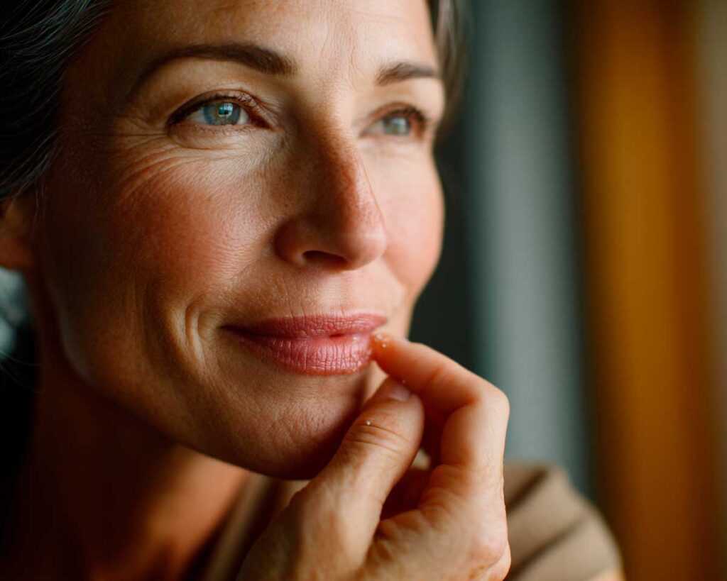 Close-up of thoughtful woman by window