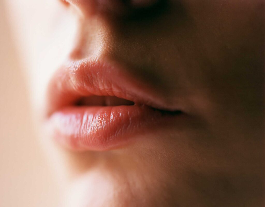 Close-up of slightly parted human lips