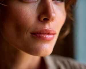 Close-up of woman's lips and lower face