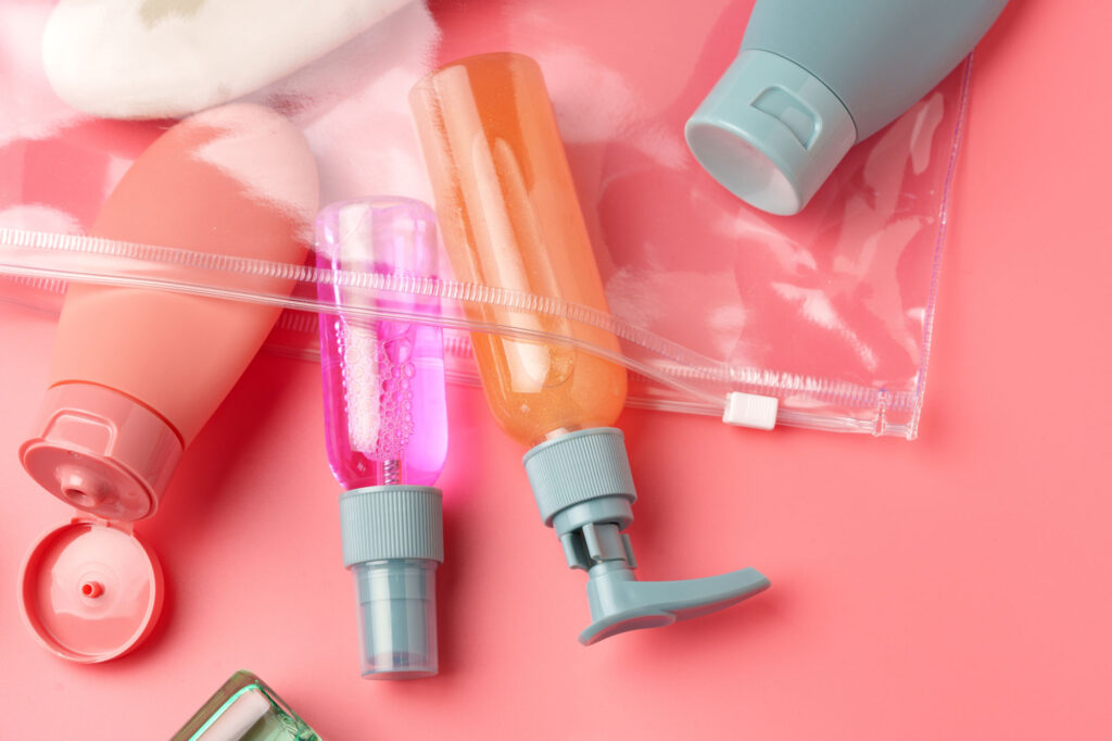 colorful travel bottles in clear bag for air trave 2026 01 08 05 59 14 utc